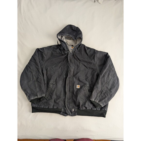 Carhartt FR Jacket Mens Size 3XL Black 101621 Hooded Workwear Quilt Lined - Picture 1 of 15
